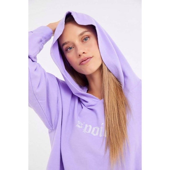 Lilac "Spoiled" Cropped Hoodie Sweatshirt - Picture 4 of 4